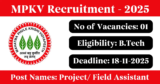 MPKV Recruitment 2025 – Apply Offline for 1 Project/ Field Assistant Post