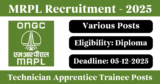 MRPL Recruitment 2025 – Walk-in Interview for Various Graduate/ Technician Apprentice Trainee Posts