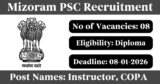 Mizoram PSC Recruitment 2026 – Apply Online for 8 Instructor Posts
