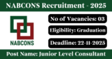 NABCONS Recruitment 2025 – Apply Online for 3 Junior Level Consultant Posts