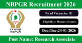 NBPGR Recruitment 2026 – Apply for 1 Research Associate Post