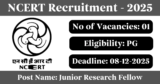 NCERT Recruitment 2025 – Walk-in Interview for 1 Junior Research Fellow Post