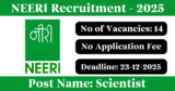 NEERI Recruitment 2025 – Apply Online for 14 Scientist Posts