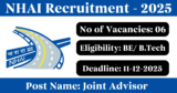 NHAI Recruitment 2025 – Apply Online for 6 Advisor Posts