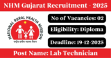 NHM Gujarat Recruitment 2025 – Apply Online for 2 Lab Technician Posts