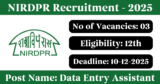 NIRDPR Recruitment 2025 – Walk-in Interview for 3 Data Entry Assistant Posts