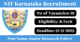 NIT Karnataka Recruitment 2025 – Apply for 1 Junior Research Fellow Post