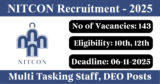 NITCON Recruitment 2025 – Apply Online for 143 Multi Tasking Staff, DEO Posts