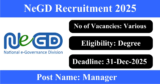 NeGD Recruitment 2026 – Apply Online for Various Manager Posts