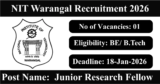 NIT Warangal Recruitment 2026 – Apply for 01 Junior Research Fellow Post