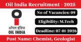 Oil India Recruitment 2026 – Walk-in Interview for 9 Chemist, Geologist Posts