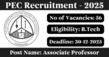 PEC Recruitment 2025 – Apply Offline for 56 Professor Posts