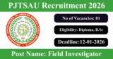 PJTSAU Recruitment 2026 – Walk-in Interview for 1 Field Investigator Post