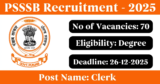 PSSSB Recruitment 2025 – Apply Online for 70 Clerk Posts