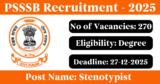 PSSSB Recruitment 2025 – Apply Online for 270 Stenotypist Posts