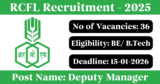 RCFL Recruitment 2026 – Apply Online/Offline for 36 Manager Posts