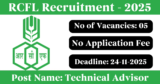 RCFL Recruitment 2025 – Apply for 5 Technical Advisor Posts