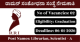 RRI Recruitment 2026 – Apply Online for 2 Librarian, Scientist A Posts