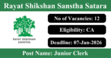 Rayat Shikshan Sanstha Satara Recruitment 2026