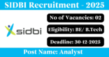 SIDBI Recruitment 2025 – Apply for 2 Analyst Posts