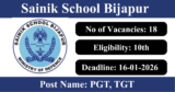 Sainik School Bijapur Recruitment 2026