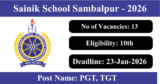 Sainik School Sambalpur Recruitment 2026