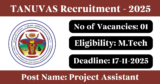 TANUVAS Recruitment 2025 – Walk-in Interview for 1 Project Assistant Post