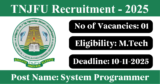 TNJFU Recruitment 2025 – Apply for Various System Programmer Posts