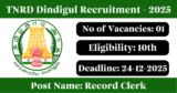 TNRD Dindigul Recruitment 2025 – Apply Offline for 1 Record Clerk Post