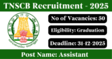 TNSCB Recruitment 2025 – Apply Online for 50 Assistant Posts