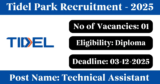 Tidel Park Recruitment 2025 – Apply for 1 Technical Assistant Post