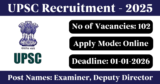 UPSC Recruitment 2026 – Apply Online for 102 Examiner, Deputy Director Posts