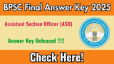 BPSC ASO Final Answer Key 2025 Out – Download Answer Key PDF @ bpsc.bihar.gov.in